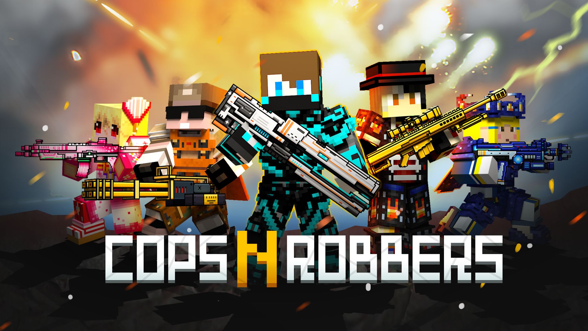 Télécharger Cops N Robbers:Pixel Craft Gun pour Android gratuit.