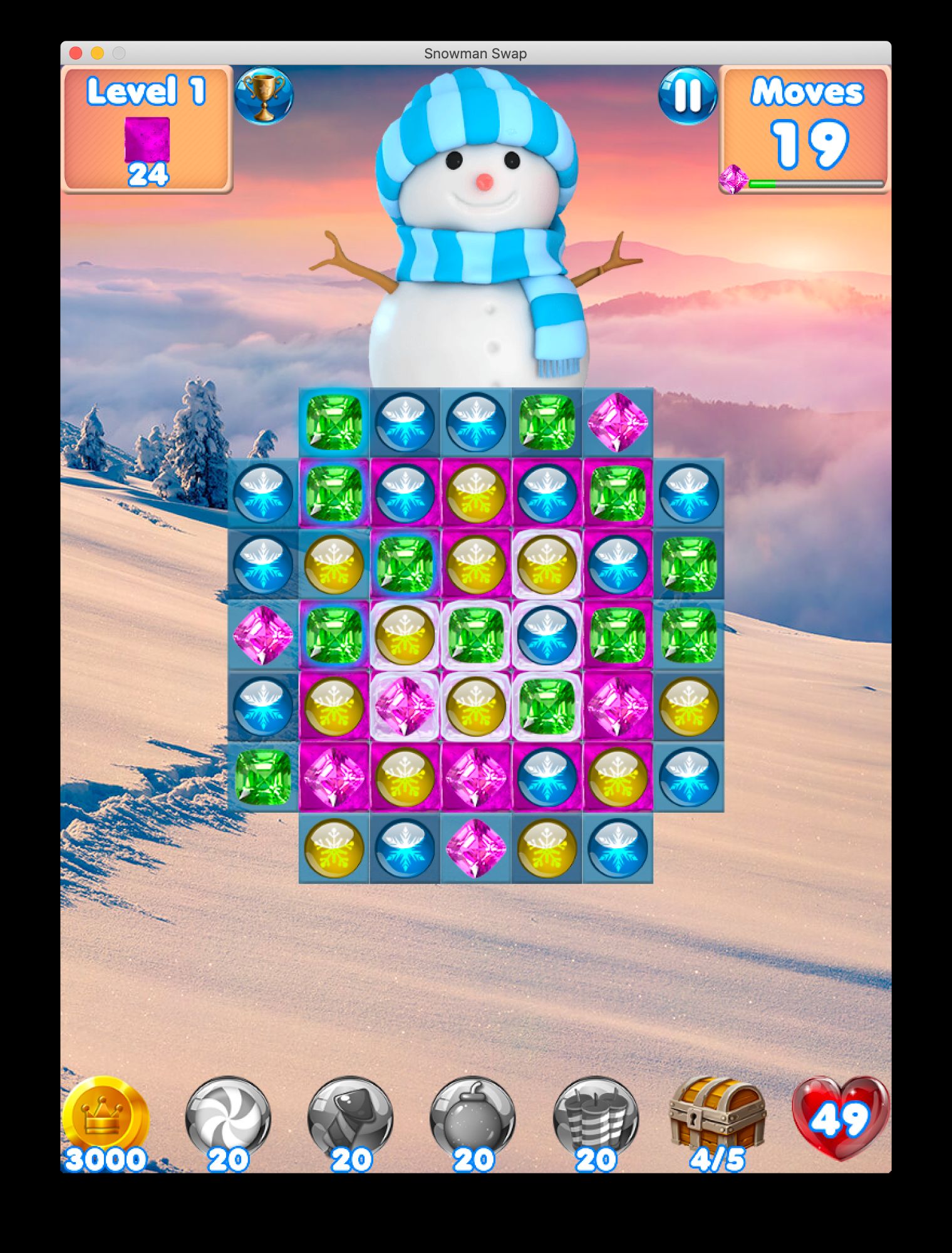 Télécharger Snowman Swap - match 3 games and Christmas Games pour Android gratuit.