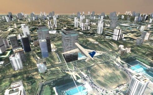 Simulateur des vols: Avion dans une ville