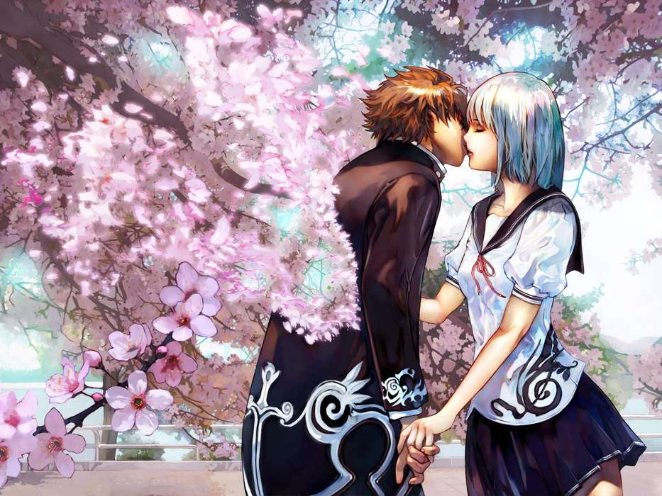 Anime,Filles,Hommes,Bisous,Amour