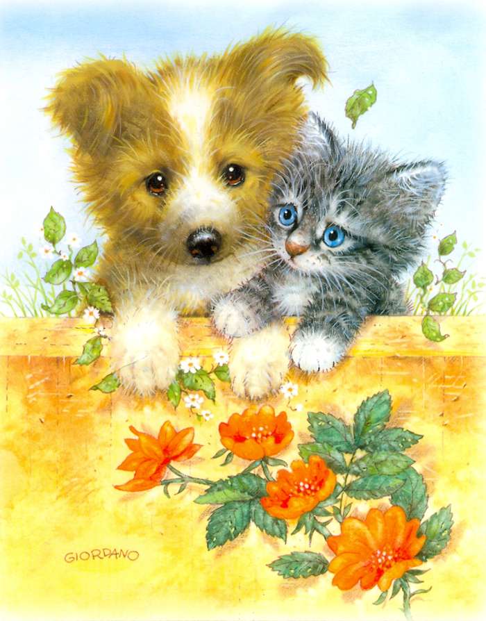 Animaux,Chats,Chiens,Dessins