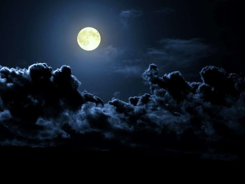 Sky,Nuit,Nuages,Lune,Paysage