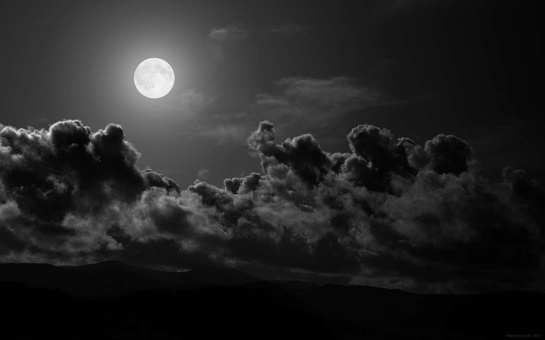 Paysage,Nuit,Nuages,Lune
