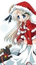 Télécharger une image 360x640 Fêtes,Anime,Filles,Nouvelle Année,Noël pour le portable gratuitement.