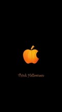 Télécharger une image Humour,Fêtes,Marques,Logos,Pomme,Halloween pour le portable gratuitement.