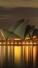 Télécharger une image 320x480 Paysage,Villes,Mer,Nuit,L'architecture,Sydney pour le portable gratuitement.