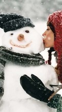 Télécharger une image Neige,Bonhommes de neige,Personnes,Hiver,Filles pour le portable gratuitement.