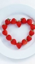 Télécharger une image 240x400 Fruits,Nourriture,Fraise,Cœurs,Amour,Saint Valentin,Baies pour le portable gratuitement.