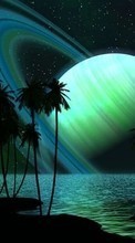 Sky,Planètes,Mer,Nuit,Palms,Paysage,Fantaisie pour HTC Legend