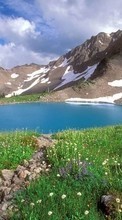 Télécharger une image Paysage,Herbe,Montagnes,Lacs pour le portable gratuitement.