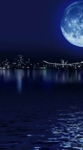Télécharger une image Paysage,Mer,Nuit,Lune pour le portable gratuitement.