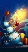 Télécharger une image 1024x768 Fêtes,Nouvelle Année,Noël,Dessins,Bonhommes de neige pour le portable gratuitement.