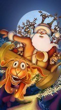 Télécharger une image Humour,Chiens,Nouvelle Année,Père Noël,Noël,Dessins pour le portable gratuitement.