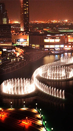 Fontaine de Dubai  - télécharger gratuit un fond d'écran animé Paysage pour le portable.