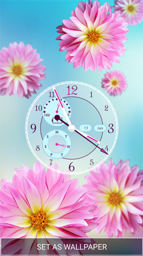 Chrono de fleurs  - télécharger gratuit un fond d'écran animé Avec l'heure pour le portable.