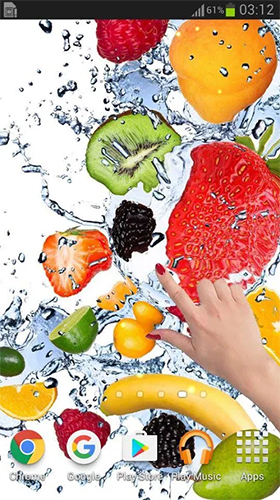 Fruits dans l'eau  - télécharger gratuit un fond d'écran animé Nourriture pour le portable.