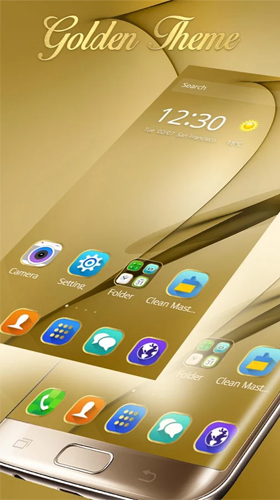 Thème d'or pour Samsung Galaxy S8 Plus  - télécharger gratuit un fond d'écran animé Avec l'heure pour le portable.