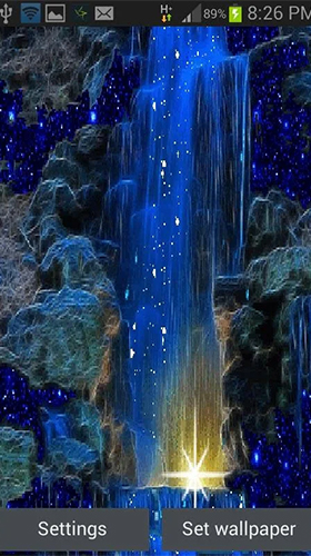 Cascade magique bleue  - télécharger gratuit un fond d'écran animé Paysage pour le portable.