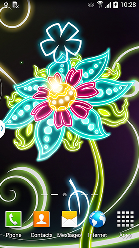Fleurs dé néon  - télécharger gratuit un fond d'écran animé Fantasy pour le portable.