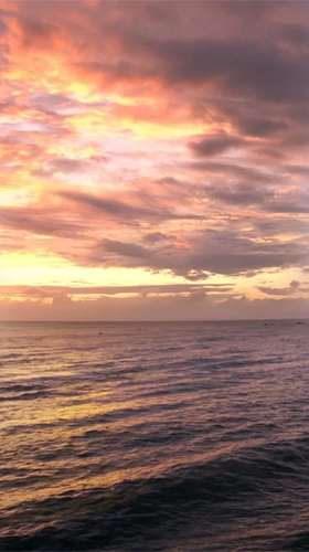 Océan et coucher du soleil  - télécharger gratuit un fond d'écran animé Paysage pour le portable.