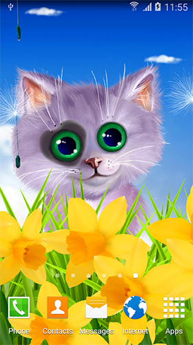 Chat de printemps  - télécharger gratuit un fond d'écran animé Animaux pour le portable.