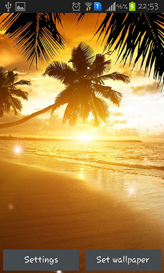 Soleil couchant à la plage - télécharger gratuit un fond d'écran animé pour le portable.