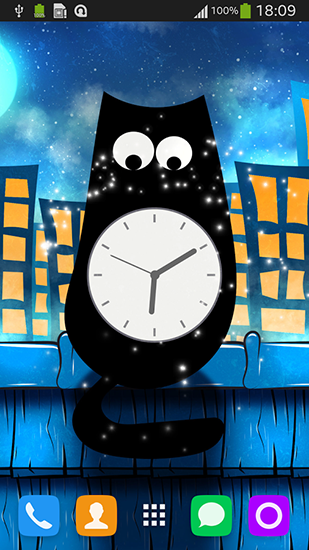 Horloge chat  - télécharger gratuit un fond d'écran animé Avec l'heure pour le portable.