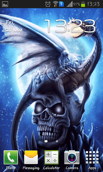 Dragon sur le crâne  - télécharger gratuit un fond d'écran animé pour le portable.