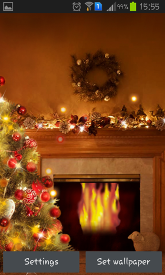 Cheminée de Nouvel an 2015  - télécharger gratuit un fond d'écran animé Vacances pour le portable.