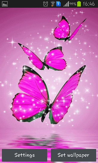 Papillon rose  - télécharger gratuit un fond d'écran animé pour le portable.