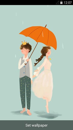 Romantisme pluvieux  - télécharger gratuit un fond d'écran animé Interactif pour le portable.
