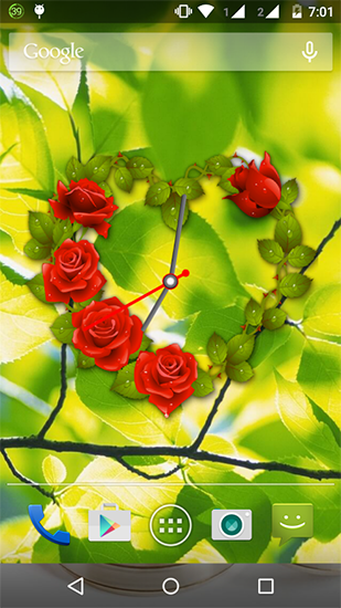 Montre avec les roses  - télécharger gratuit un fond d'écran animé Fleurs pour le portable.