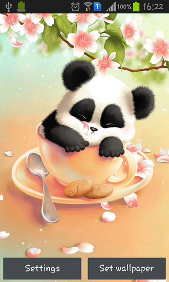 Panda endormi  - télécharger gratuit un fond d'écran animé Fleurs pour le portable.