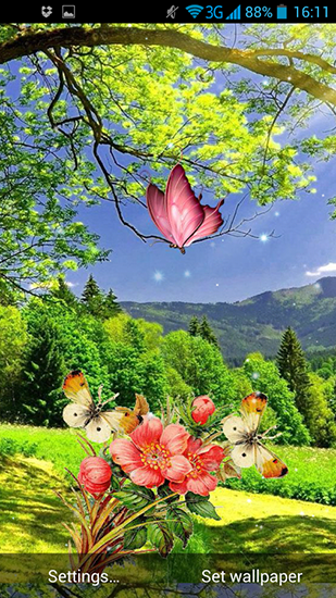 Papillons de printemps  - télécharger gratuit un fond d'écran animé Plantes pour le portable.
