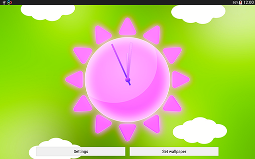 Horloge avec la prévision météo de soleil - télécharger gratuit un fond d'écran animé Avec l'heure pour le portable.