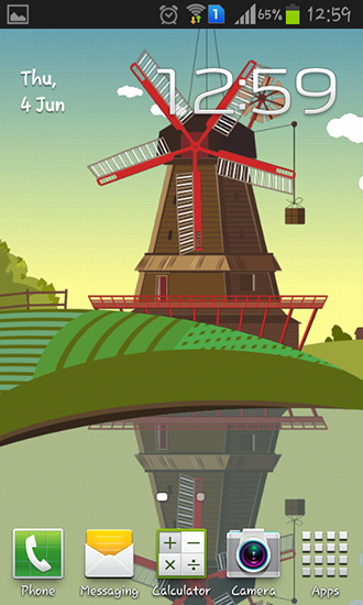 Moulin et étang - télécharger gratuit un fond d'écran animé Vecteur pour le portable.