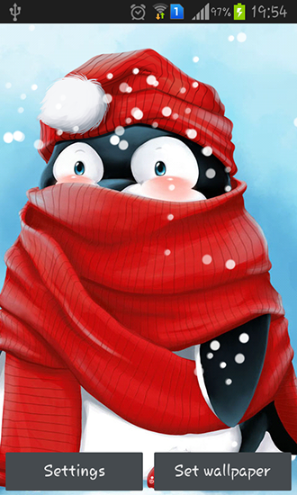 Manchot d'hiver - télécharger gratuit un fond d'écran animé Animaux pour le portable.