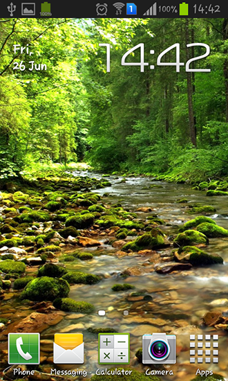 Beau fleuve de forêt  - télécharger gratuit un fond d'écran animé pour le portable.