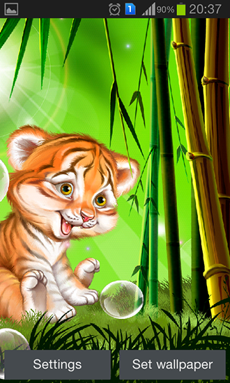 Télécharger Petit tigre aimable, fond d'écran animé gratuit pour Android sur le bureau. 