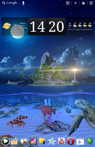 Télécharger L`aquarium océanique 3D: L`île des tortues, fond d'écran animé gratuit pour Android sur le bureau. 