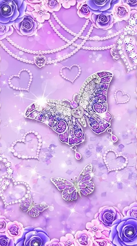 La capture d'écran Papillon violet de diamants  pour le portable et la tablette.