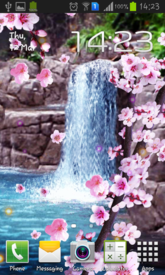 Télécharger Sakura: Cascade , fond d'écran animé gratuit pour Android sur le bureau. 
