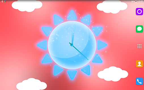 Télécharger Horloge avec la prévision météo de soleil, fond d'écran animé gratuit pour Android sur le bureau. 
