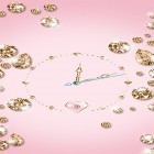 Outre le fond d'écran animé Amour lilas et rose pour Android téléchargez l'apk gratuit de screensaver Horloge d'or et de diamant .