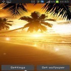 Outre le fond d'écran animé Neige tombante  pour Android téléchargez l'apk gratuit de screensaver Soleil couchant à la plage.