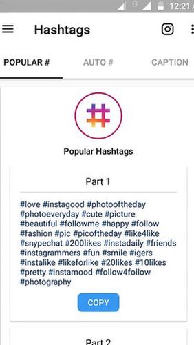 Meilleurs hashtags et conservation des photos pour Instagram 