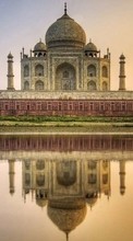Télécharger une image Paysage,Rivières,L'architecture,Taj Mahal pour le portable gratuitement.