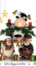 Télécharger une image Fêtes,Nouvelle Année,Noël,Vaches pour le portable gratuitement.