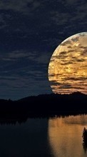 Télécharger une image Lune,Paysage,Rivières pour le portable gratuitement.