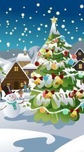 Télécharger une image Fêtes,Nouvelle Année,Neige,Noël,Dessins pour le portable gratuitement.